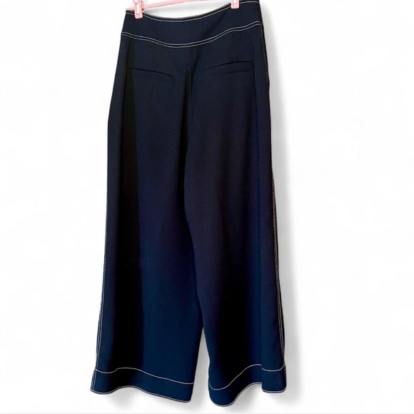 🔥Jan 25🖤1 day sale❣️Joie Tabea Black Wide-Leg Pants with White Stitching - Picture 3 of 10